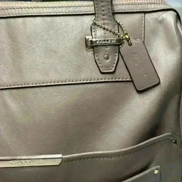 Coach F30965 TAYLOR Leather BOWLER SATCHEL Bag Purse Gray Taupe Color - Picture 4 of 16